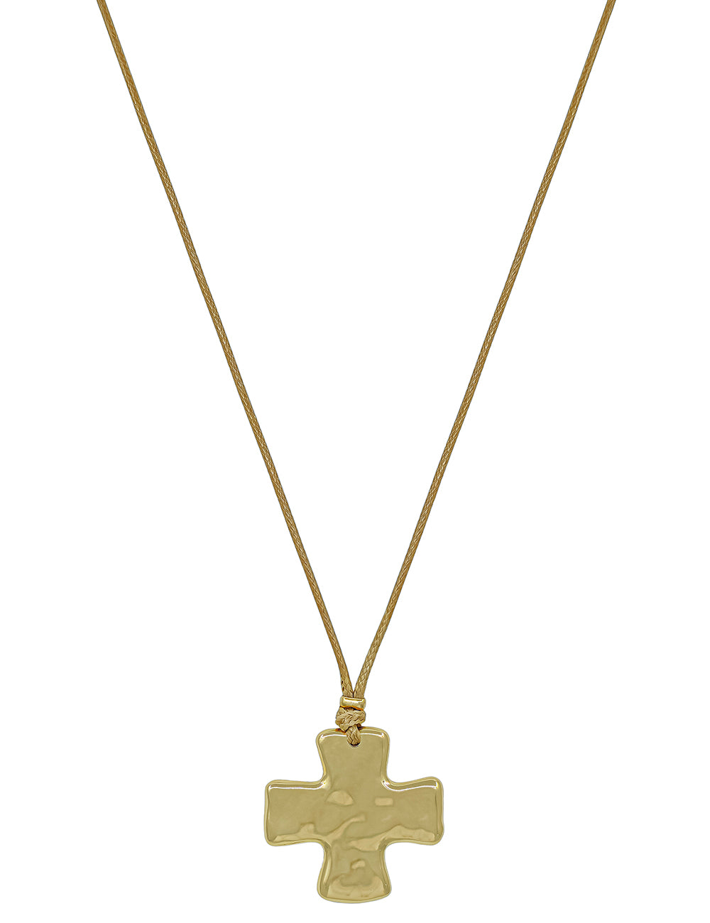 Brown Cord Necklace with 1.5" Cross Charm