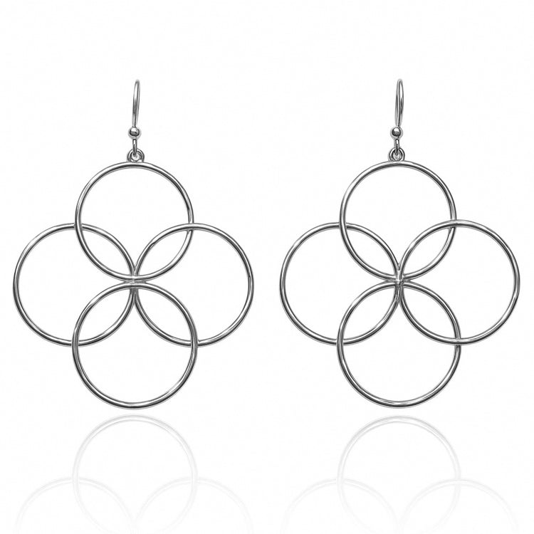 Silver Circles Geometric 1" Earring