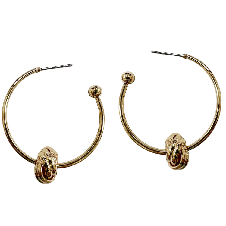 Gold 1.5" Hoop with Knot Accent Earring