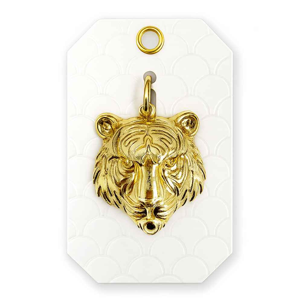 Gold Metal Large 2.5" Tiger Charm, Add to any Necklace, Purse, Keychain