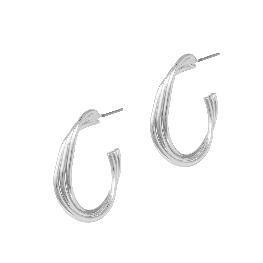 Silver Line Textured 1.75" Hoop Earring
