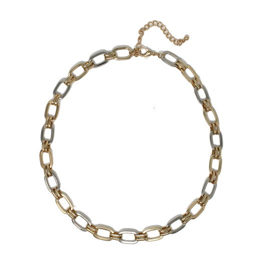 Gold and Silver Interlocking Chain 16"-18" Necklace
