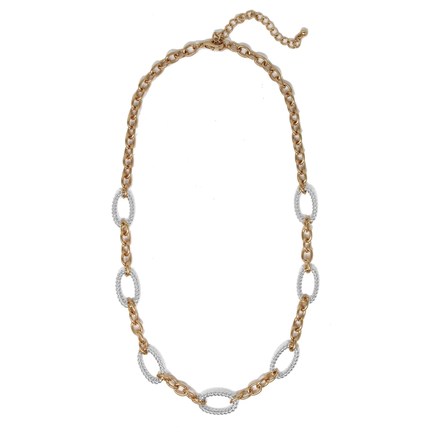 Gold Chain with Open Silver Accents 16"-18" Necklace
