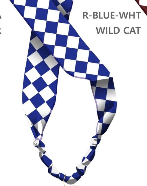 Blue and White Gameday Silk Knotted Scarf Necklace,  VERY POPULAR!