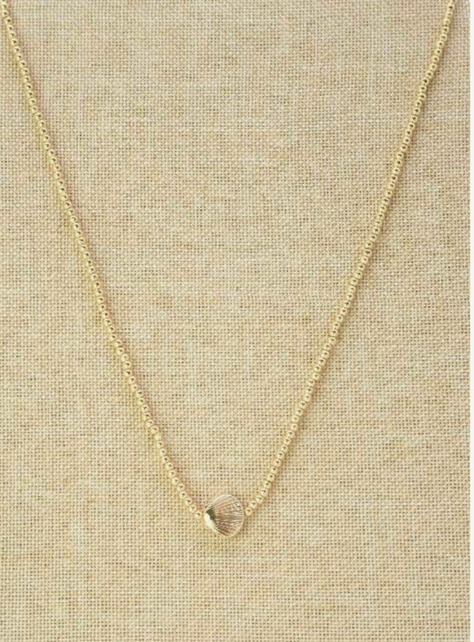 Gold Beaded 16"-18" Necklace with Shell Detail