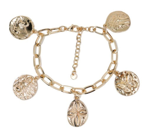 Gold Chain Bracelet with Coin Charms