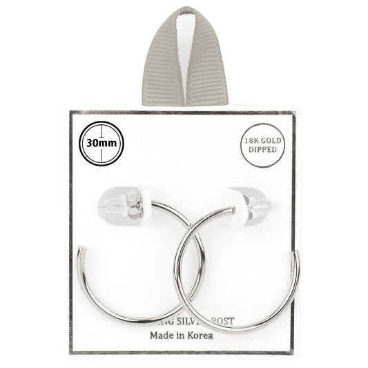 Silver Sterling Silver Post Hoop Earring