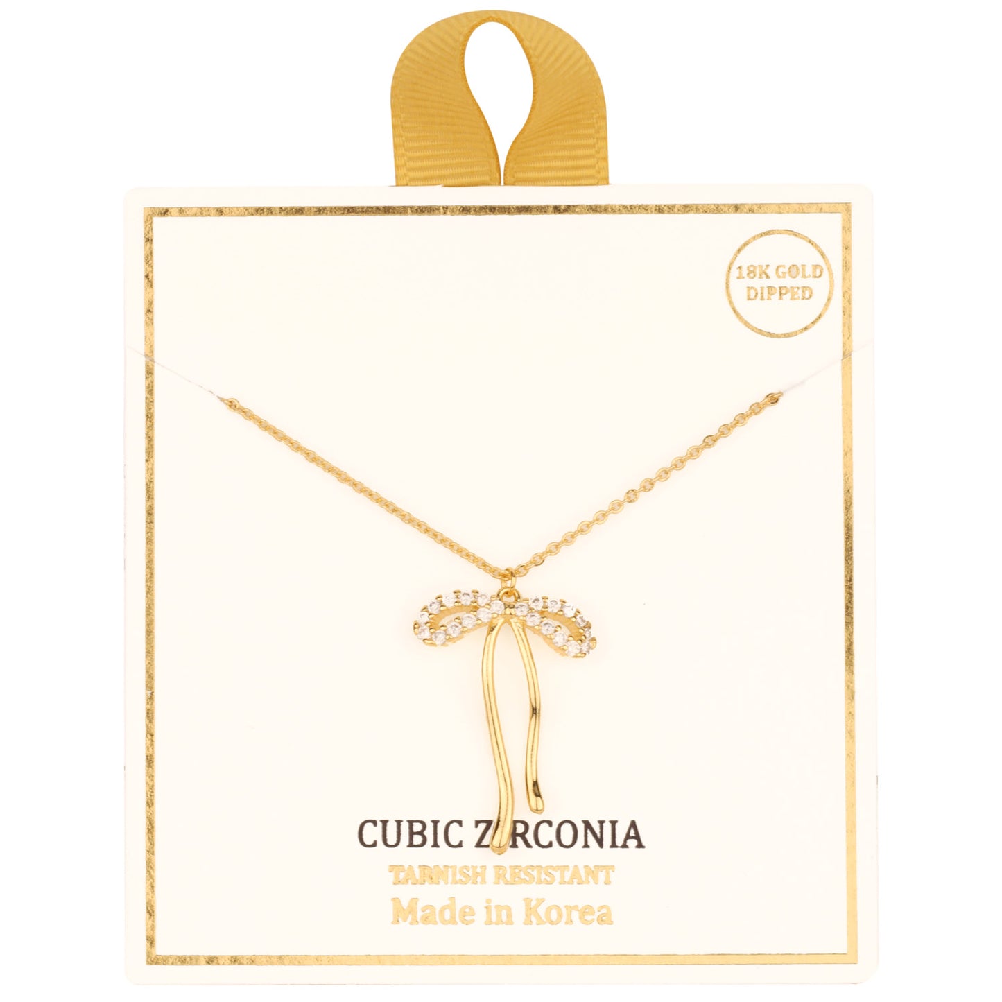 18k Gold Dipped Tarnish Resistant CZ Bow Necklace