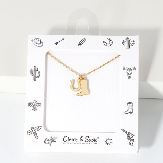 Cowboy Boot and Horseshoe 16"-18" Necklace