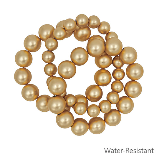 Water Resistant Set of 3 10&15MM Beaded Matte Gold Stretch Bracelet