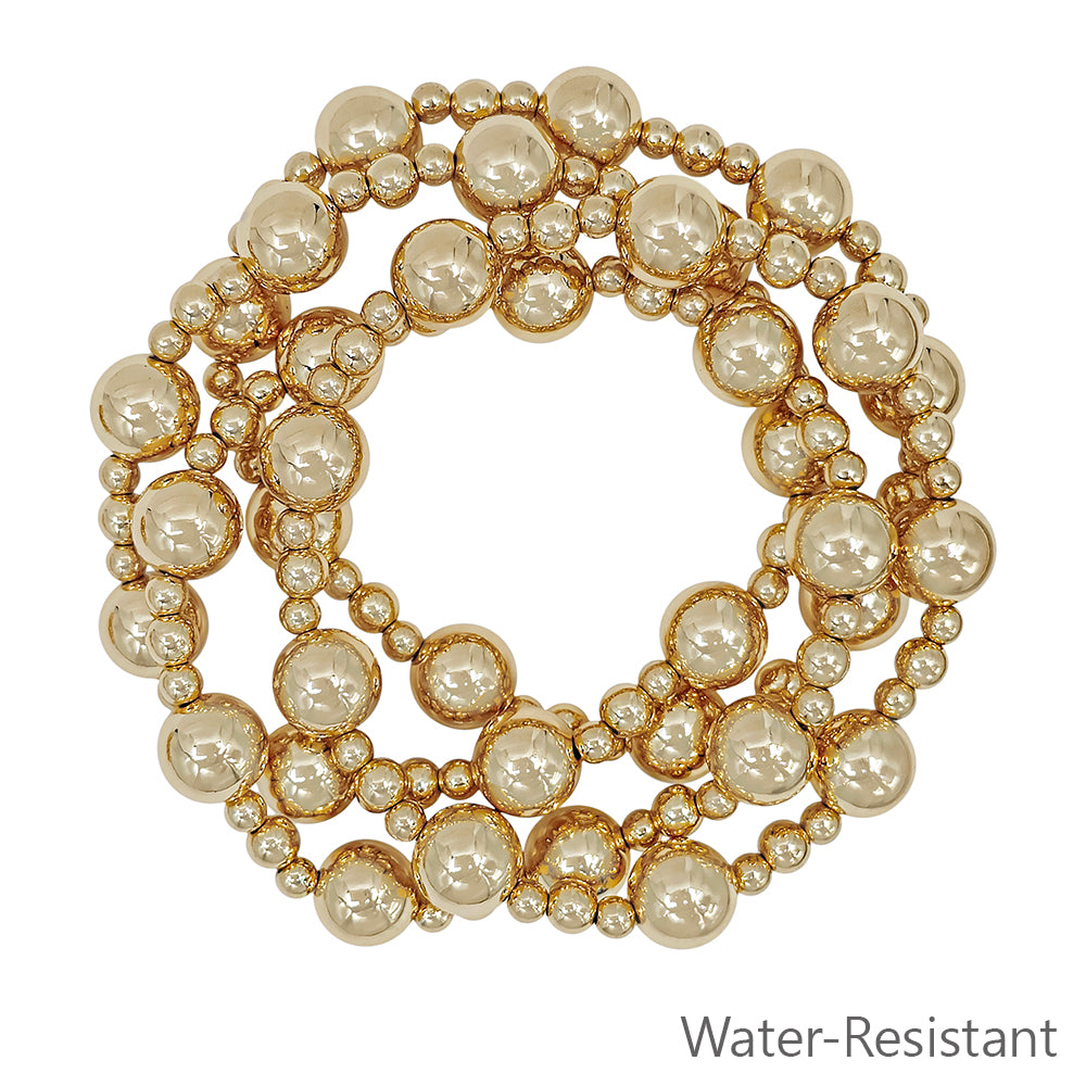 Water Resistant Set of 4 10MM and 4MM Beaded Stretch Bracelets