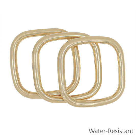Gold Square Bangle Set of 3 Bracelets