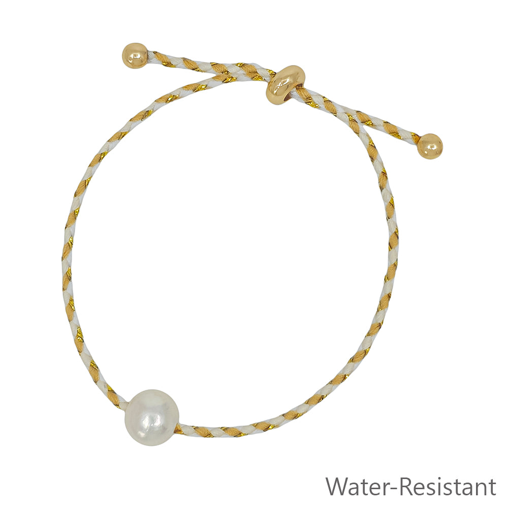 Natural and Cream Pull String Threaded with Freshwater Pearl Bracelet