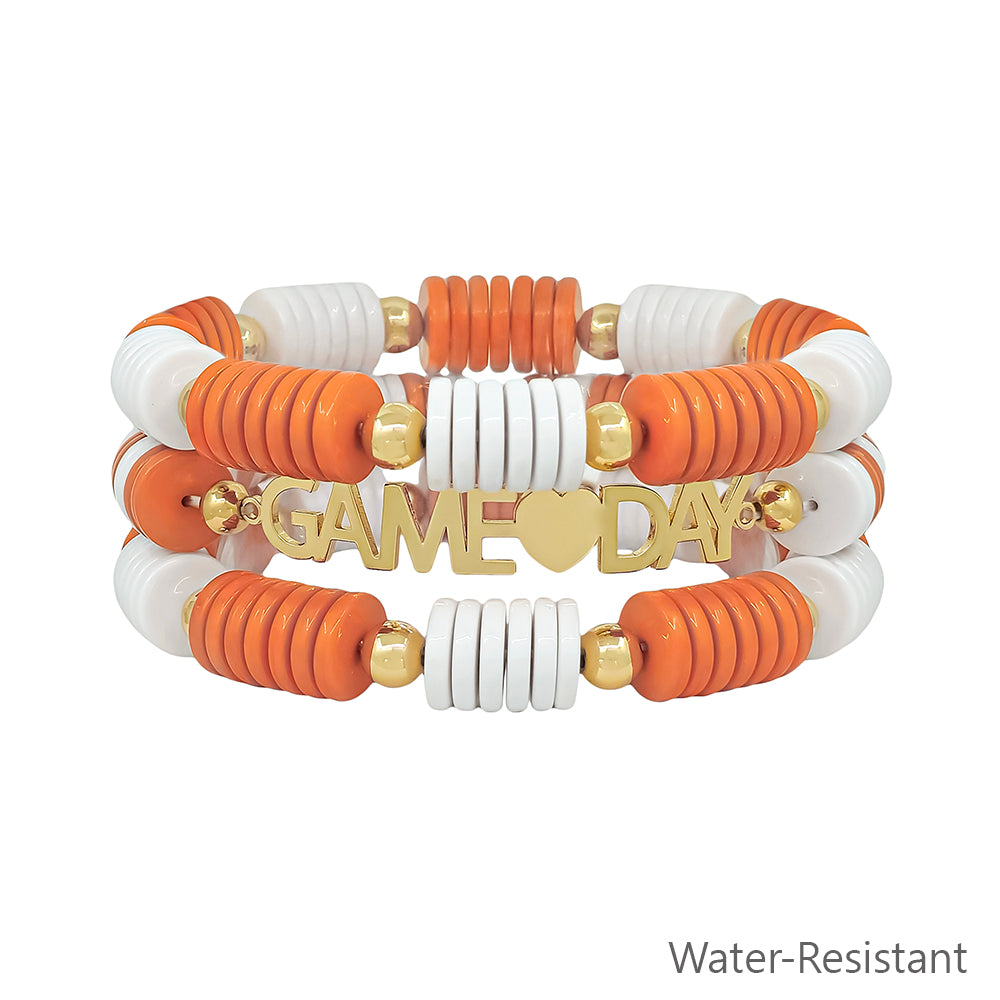 Orange and White Gameday Set of 3 Stretch Bracelets