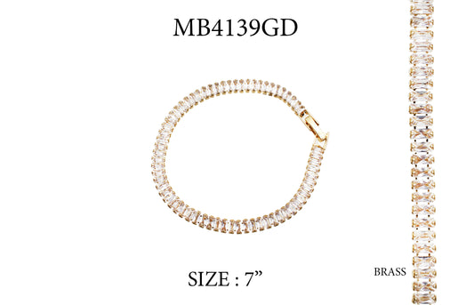 Gold Baguette Rhinestone Tennis Bracelet
