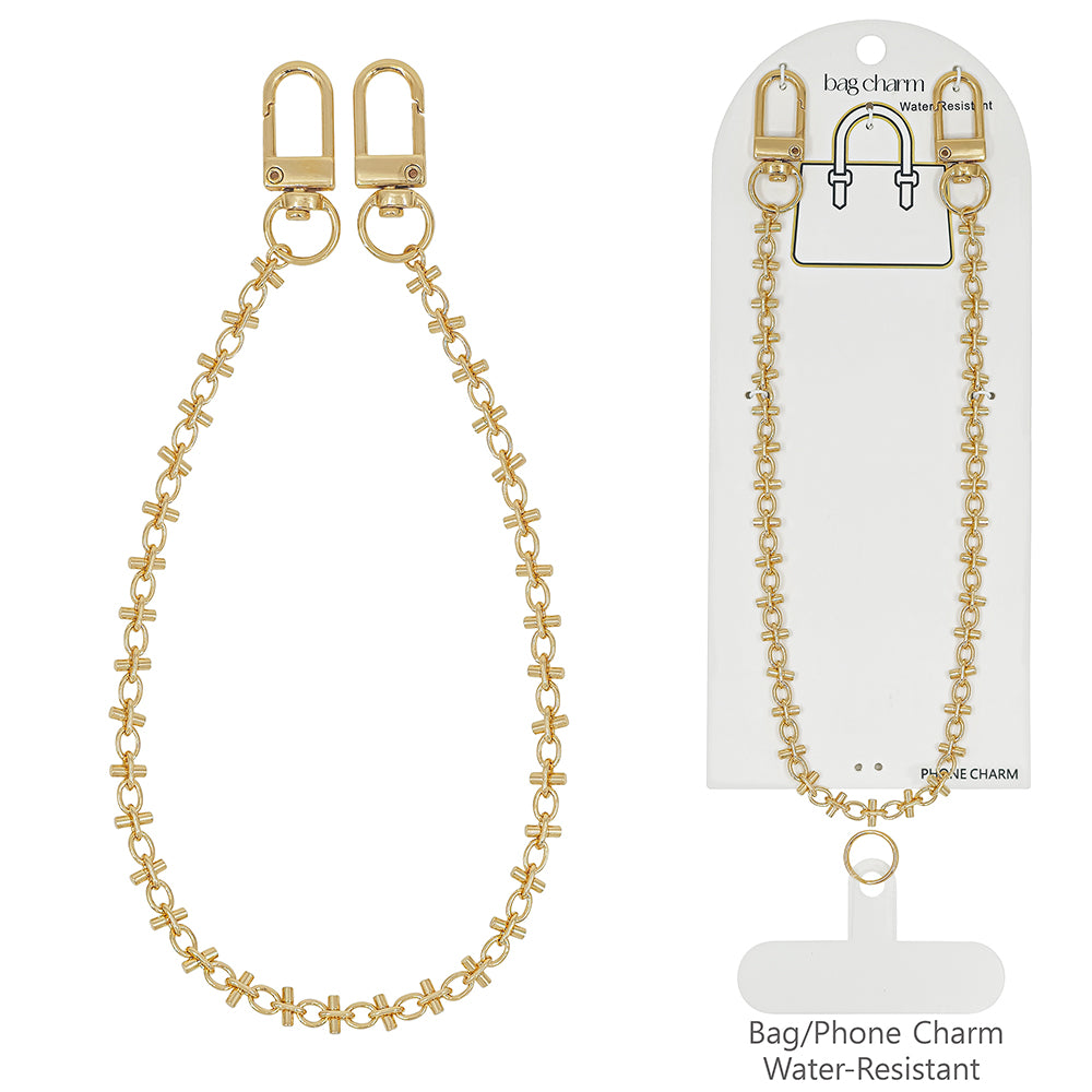 Gold Textured Bag Charm Chain
