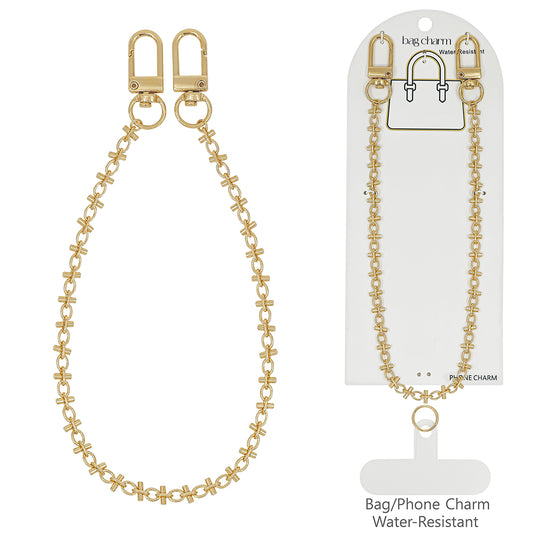 Gold Textured Bag Charm Chain