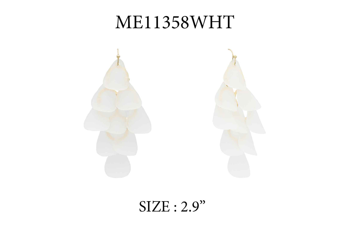 White Ombre Petal Shape Drop 3" Earring