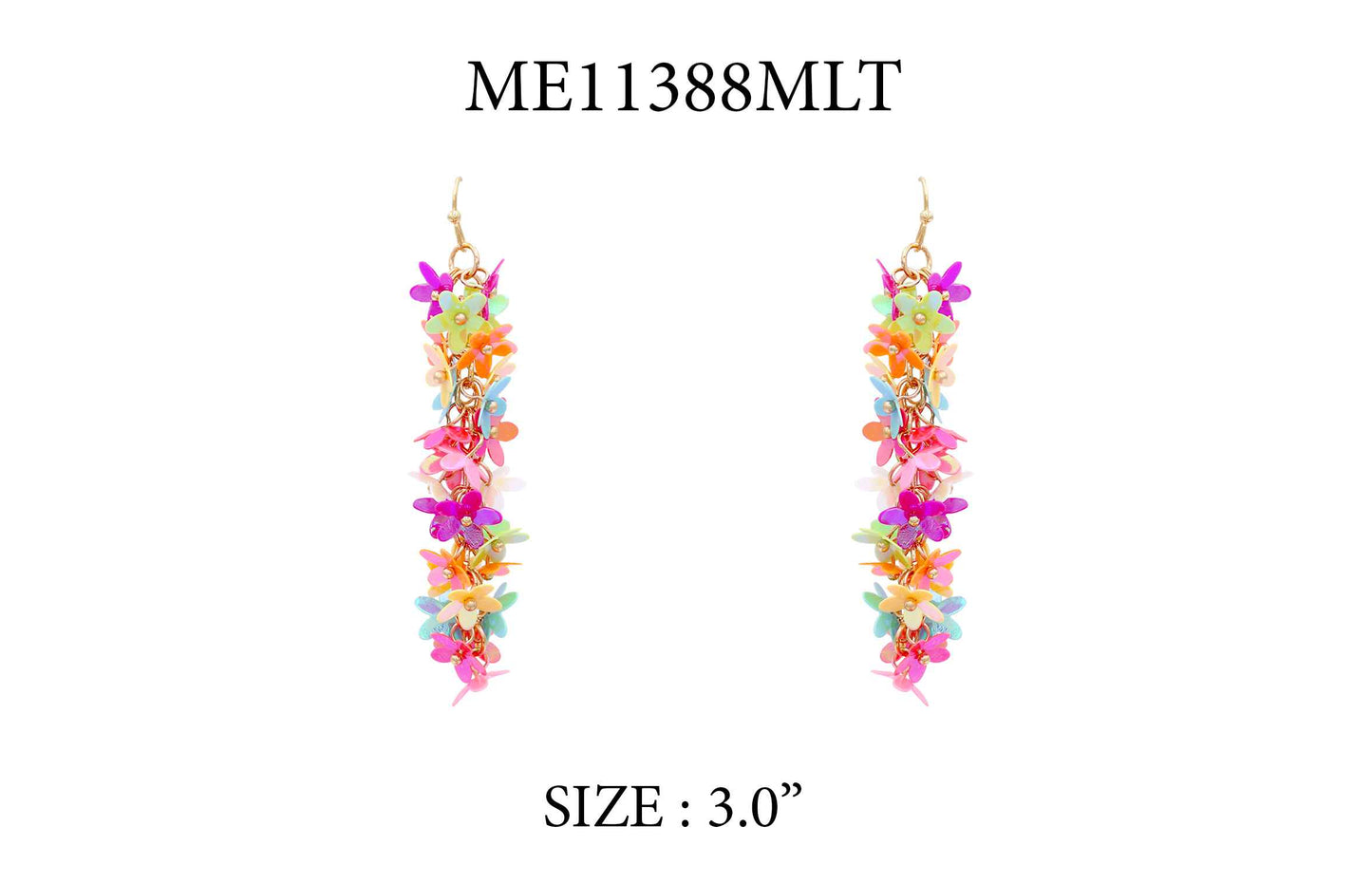 Multi Flower Sequin Falling 3" Earring