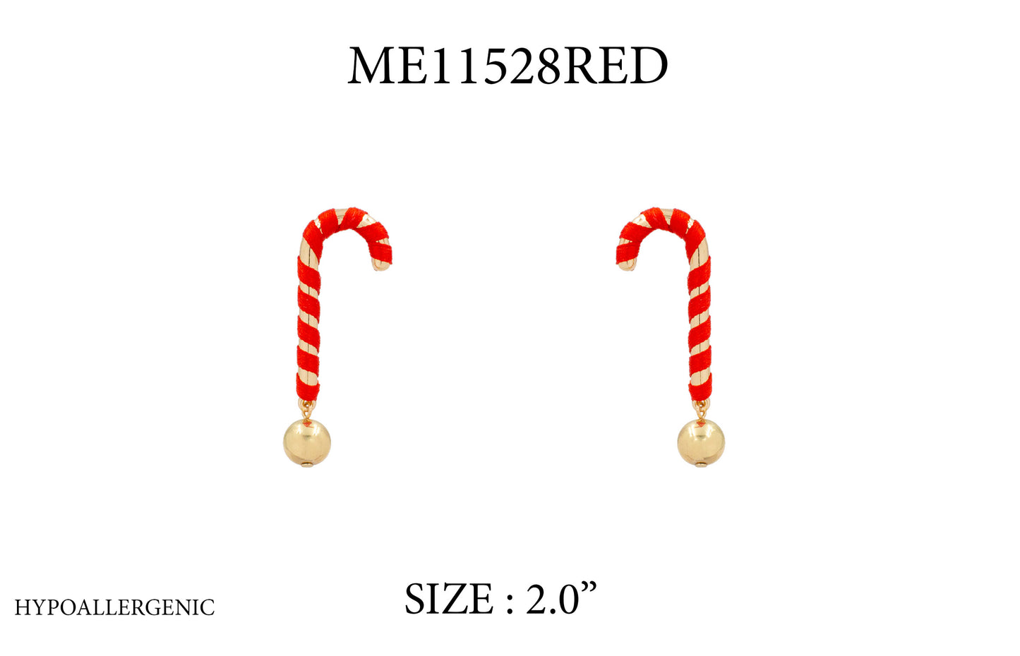 Christmas Candy Cane with Red Wrapping 2" Earrings