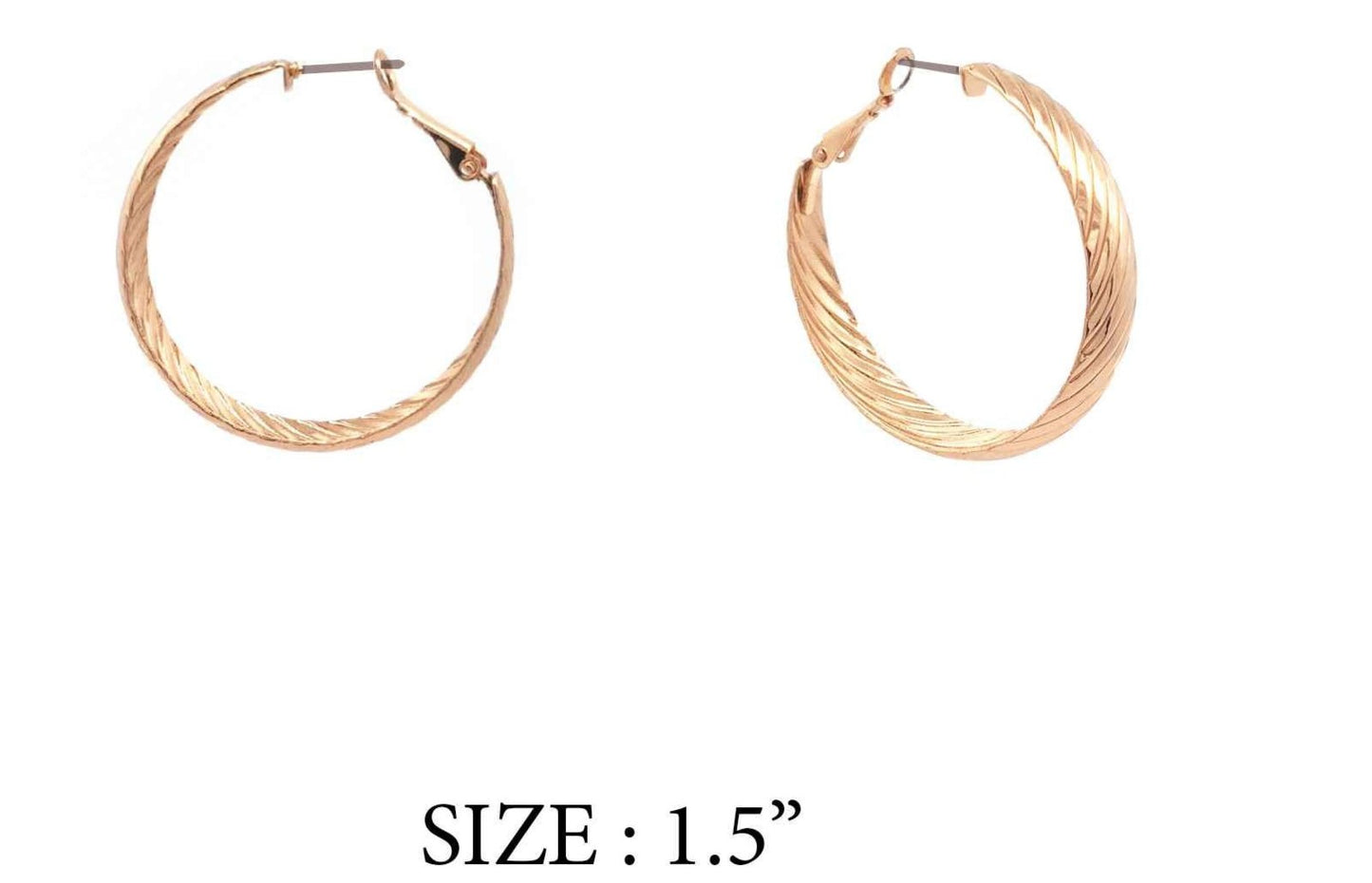 Textured Gold 1.5" Hoop Earring