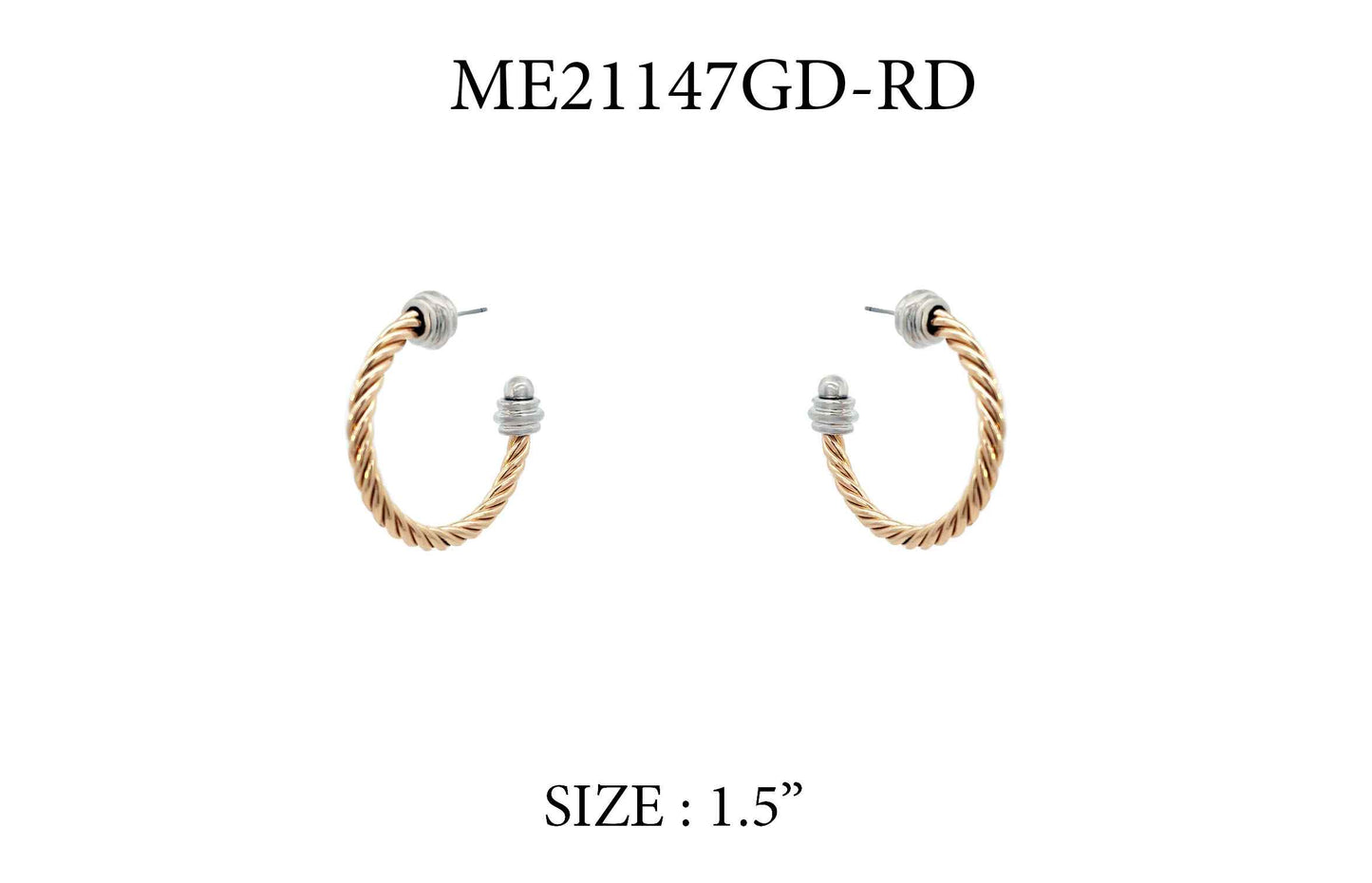 Gold Twist with Silver Start and Finish Accents 1.5" Earring
