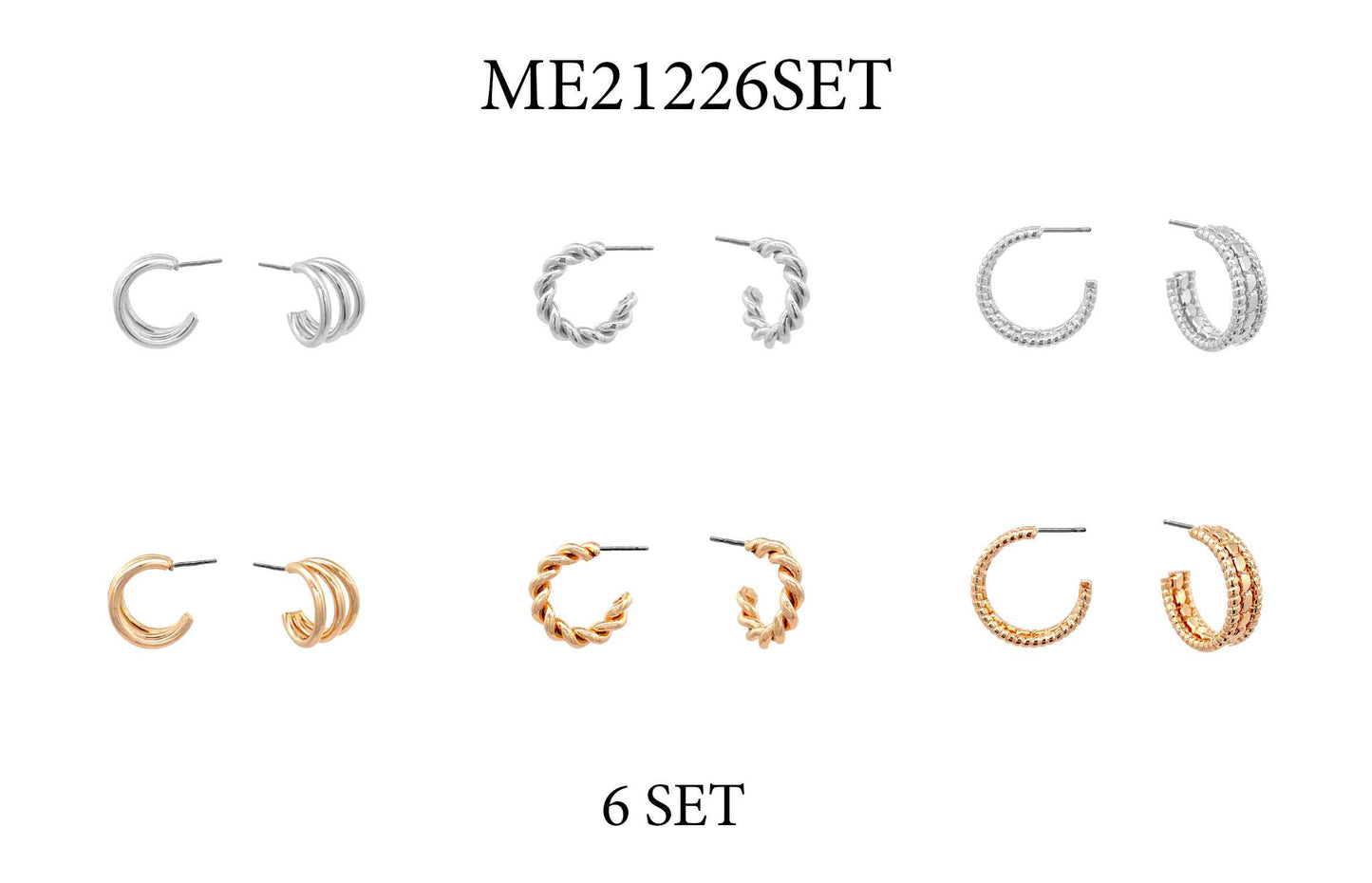 Set of 6 Gold and Silver Multi Hoop Earring