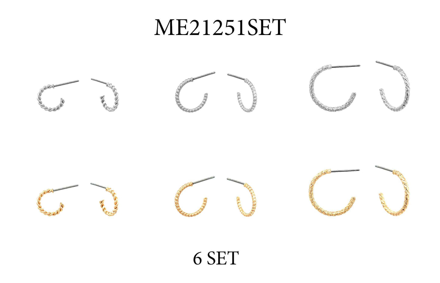 Set of 6 Gold and Silver Hoop Earrings