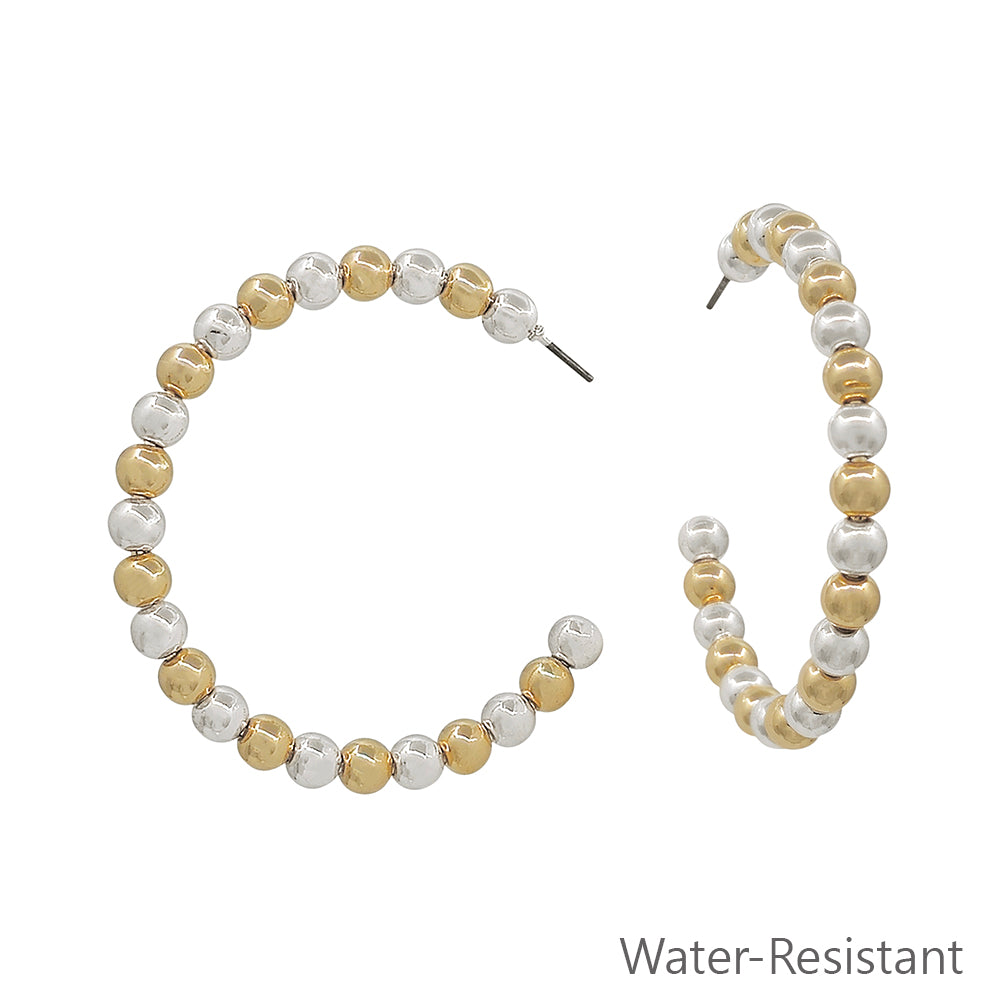 Water Resistant Gold and Silver Graduated 2" Hoop Earring