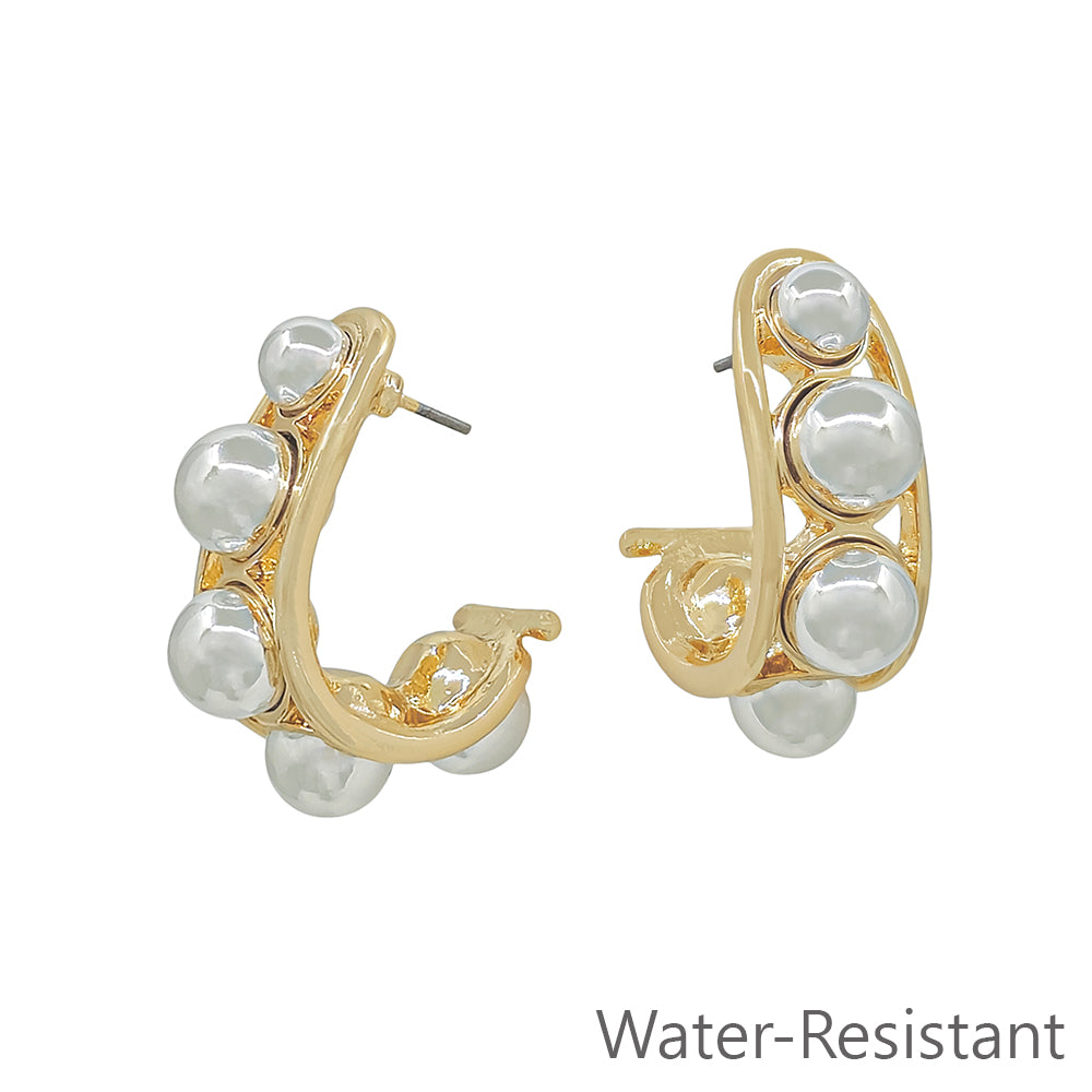 Water Resistant Gold and Silver Two Tone 1" Hoop Earring