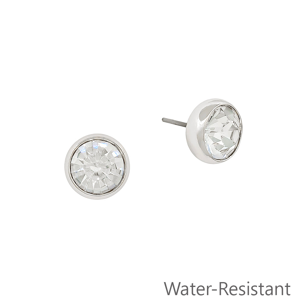 Silver with 8mm Crystal Post Earring