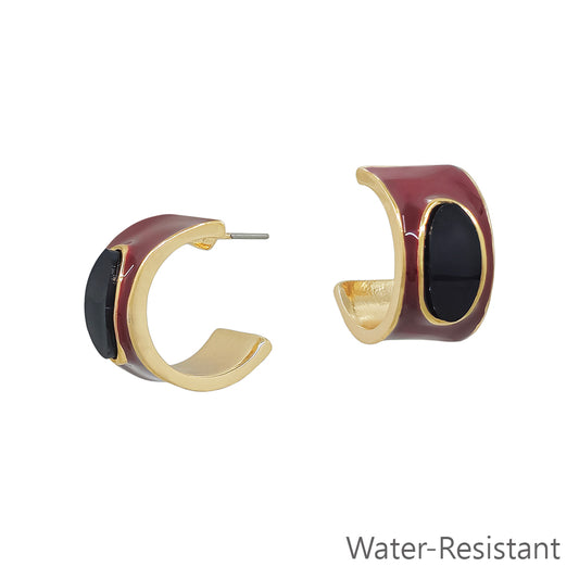 Water resistant Maroon Multi Color Coated .5" Hoop Earring