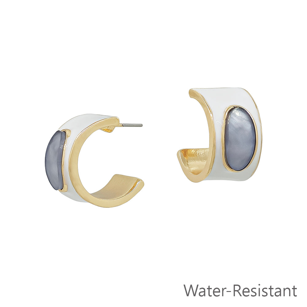 Water resistant White Multi Color Coated .5" Hoop Earring