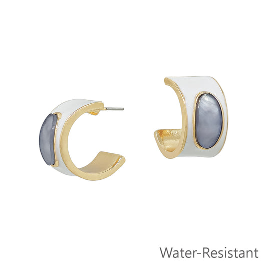 Water resistant White Multi Color Coated .5" Hoop Earring