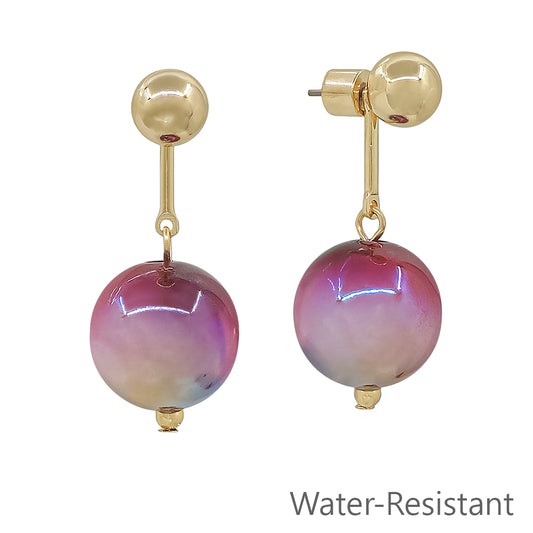 Water resistant Maroon 16MM with Gold Bar 1.25" Earring
