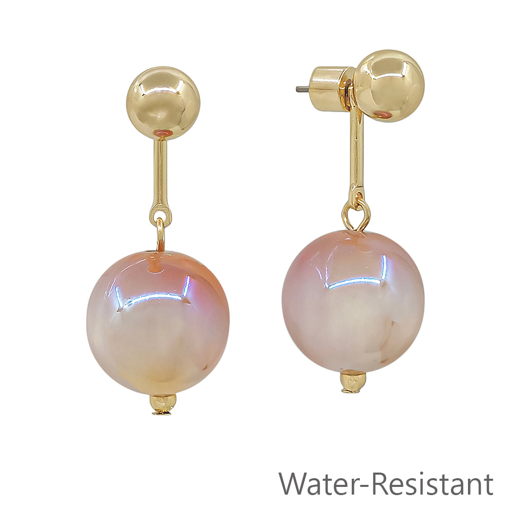 Water resistant Champagne 16MM with Gold Bar 1.25" Earring