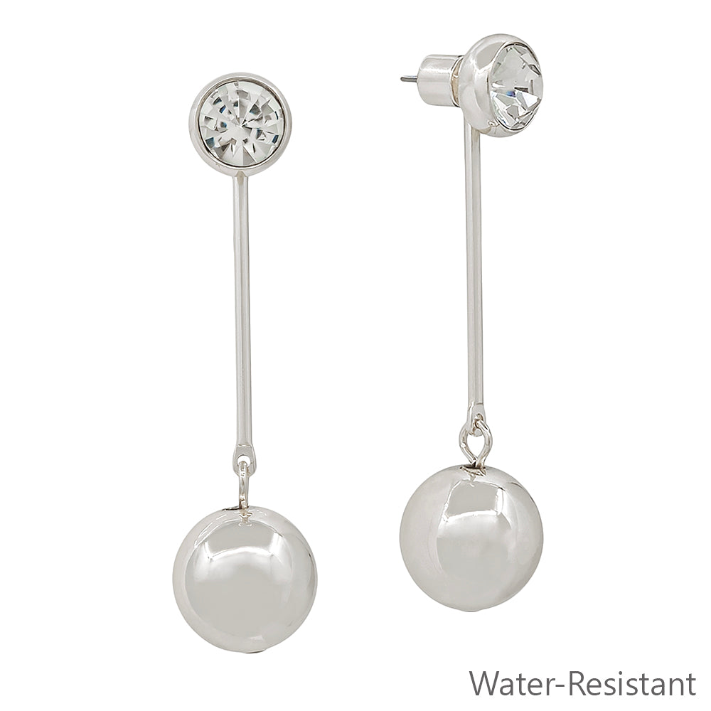2" 10MM Stone Silver Bar Drop Earring