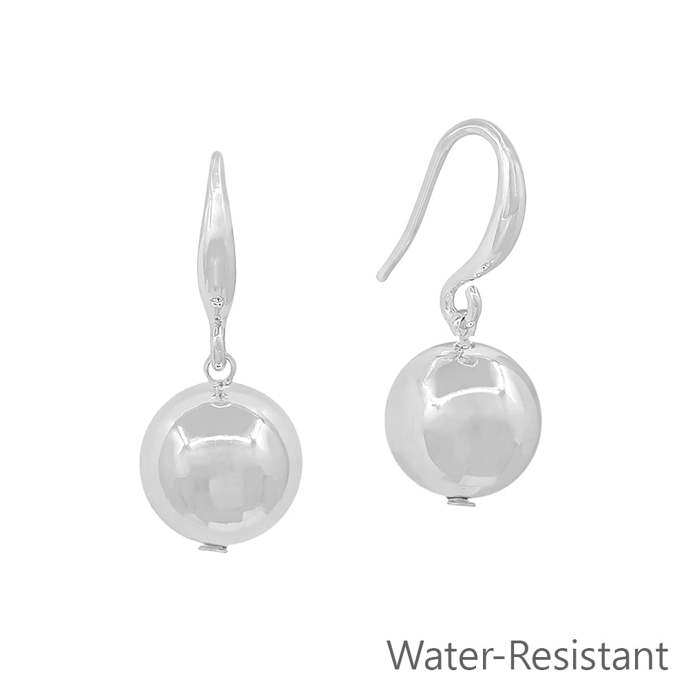 Water resistant Silver Fishhook with 14MM Silver Beaded 1" Earring