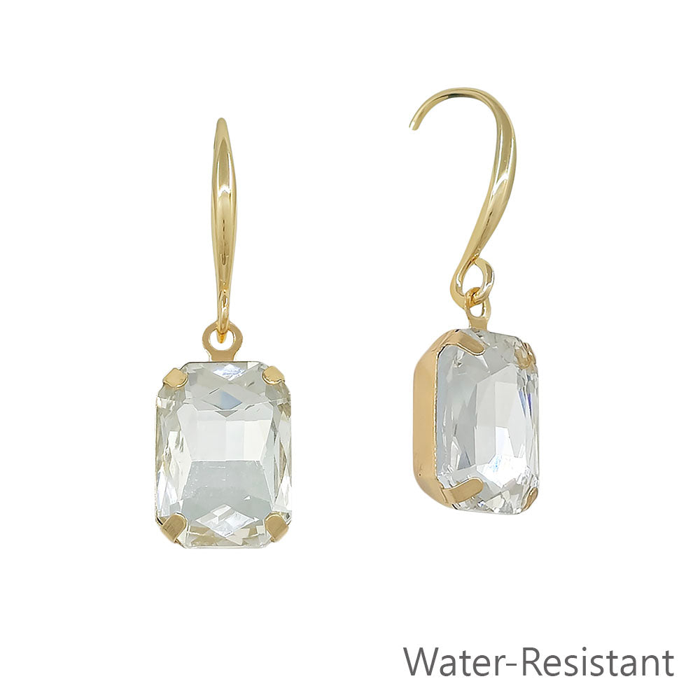 Water Resistant Clear 20MM Rectangle Fishhook Drop Earring
