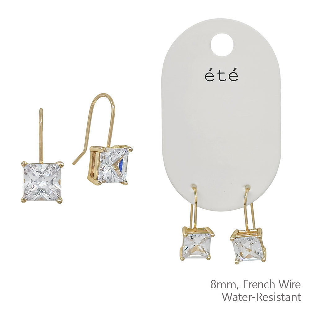 Water Resistant 8MM Gold CZ Wired .5" Earring