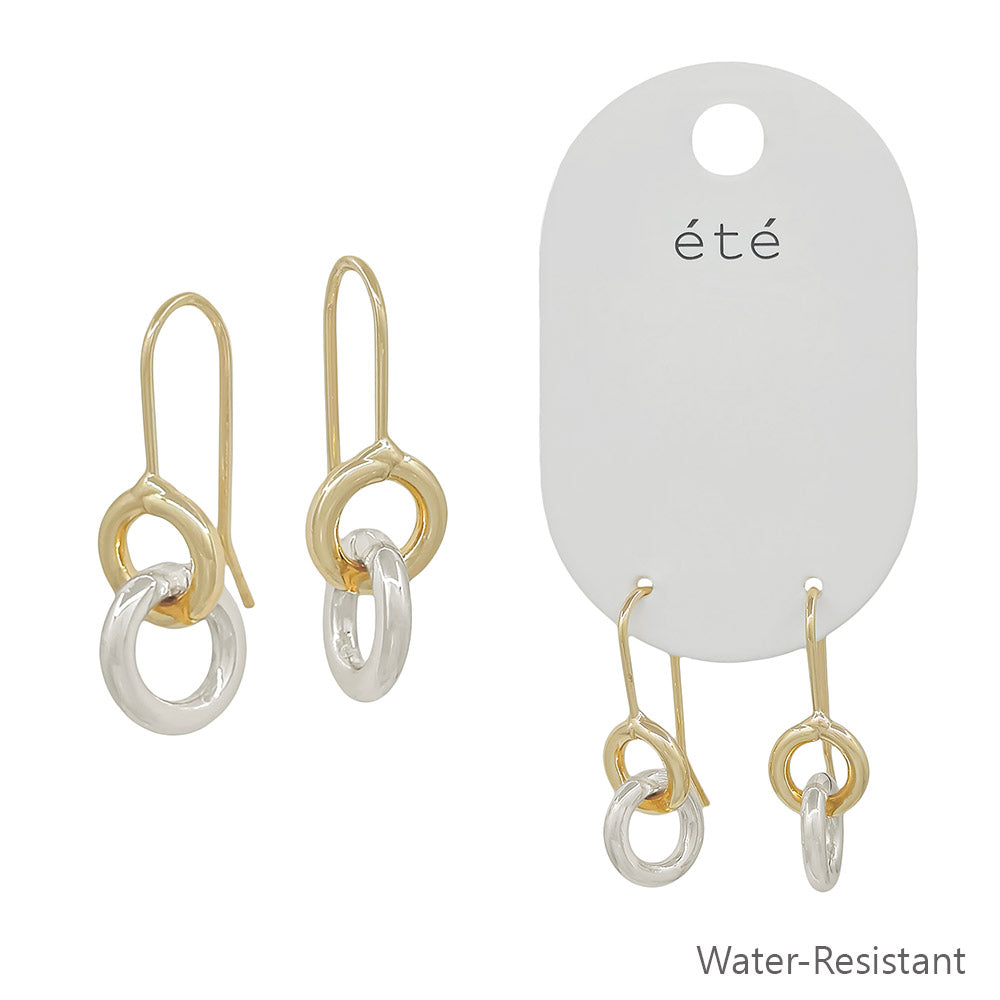 Water Resistant Huggie Double Gold and Silver Metal Link Earring