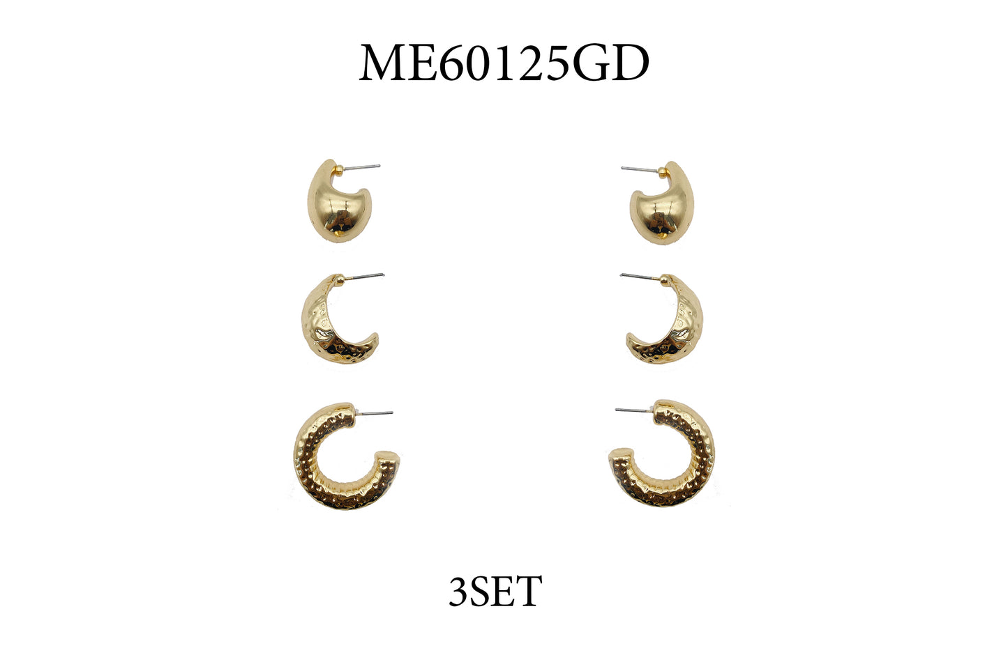 Gold Set of 3 Hoop Earrings