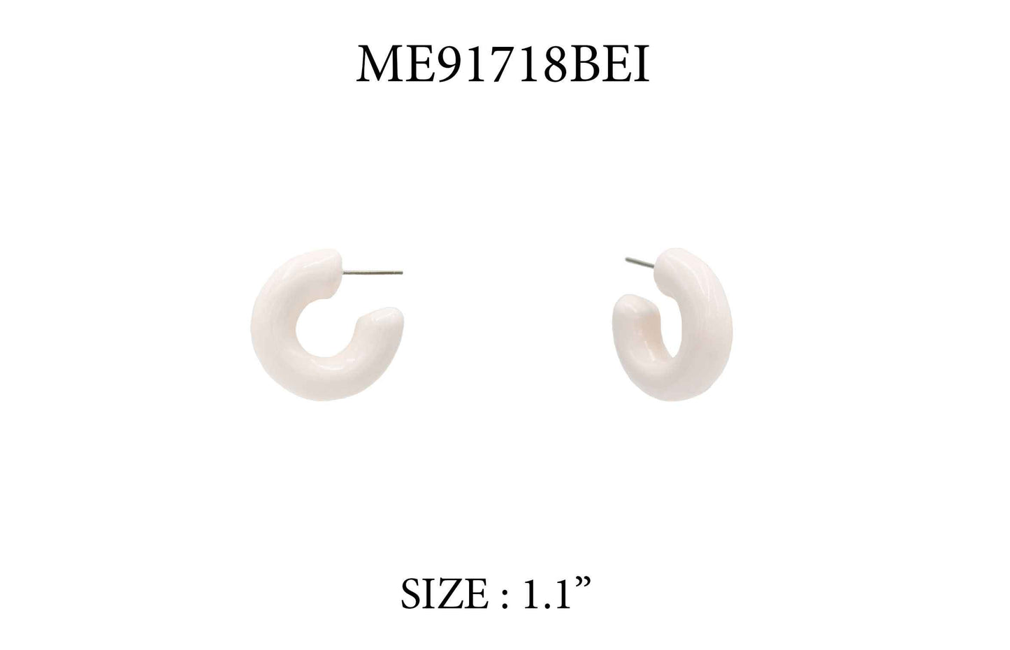 Natural Color Enamel 1" Hoop Earring