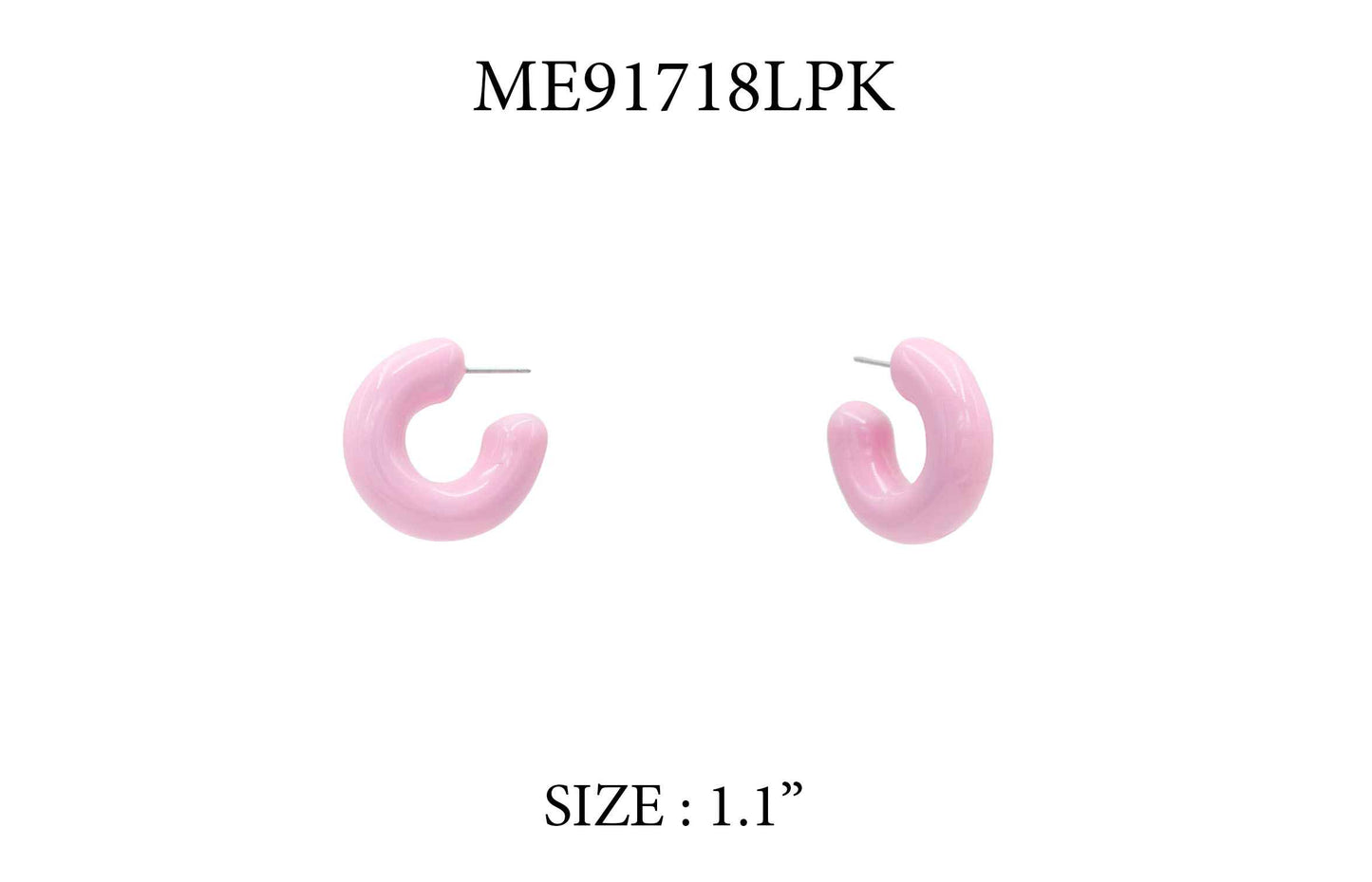 Light Pink Color Enamel 1" Hoop Earring