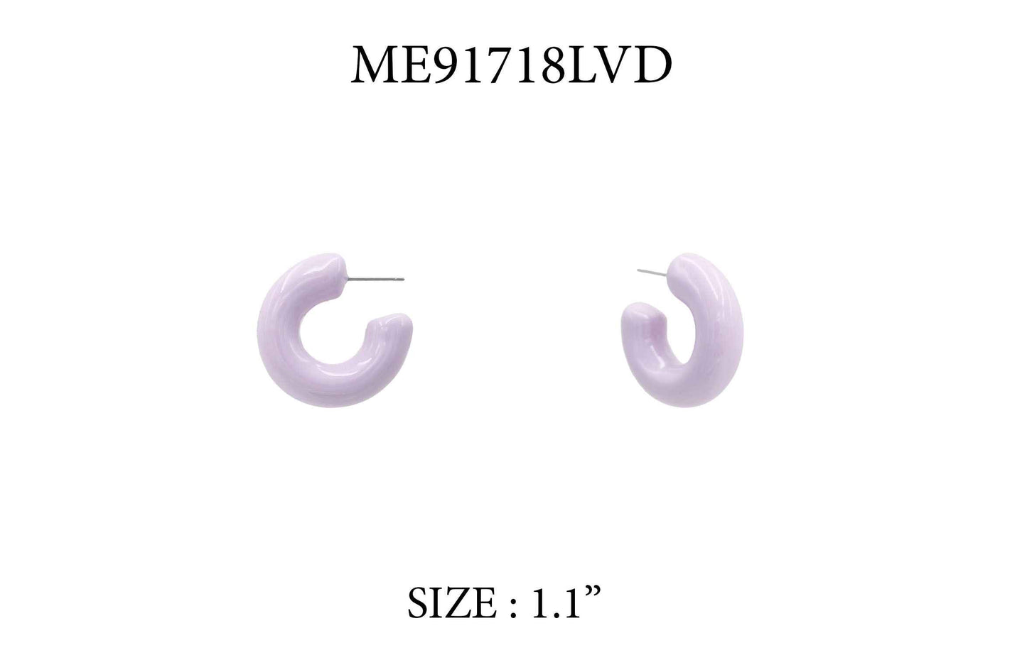 Lavender Color Enamel 1" Hoop Earring