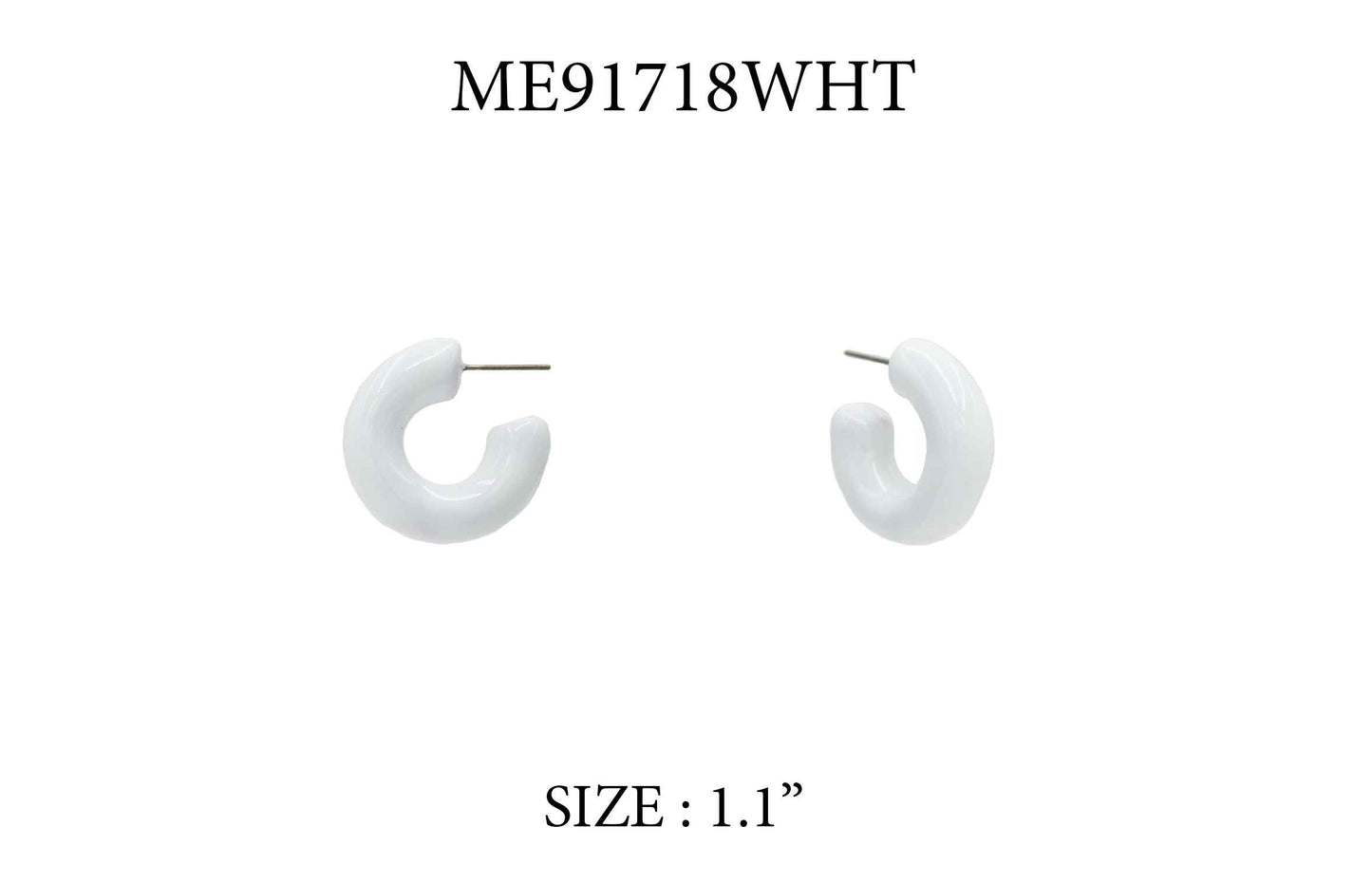 White Color Enamel 1" Hoop Earring
