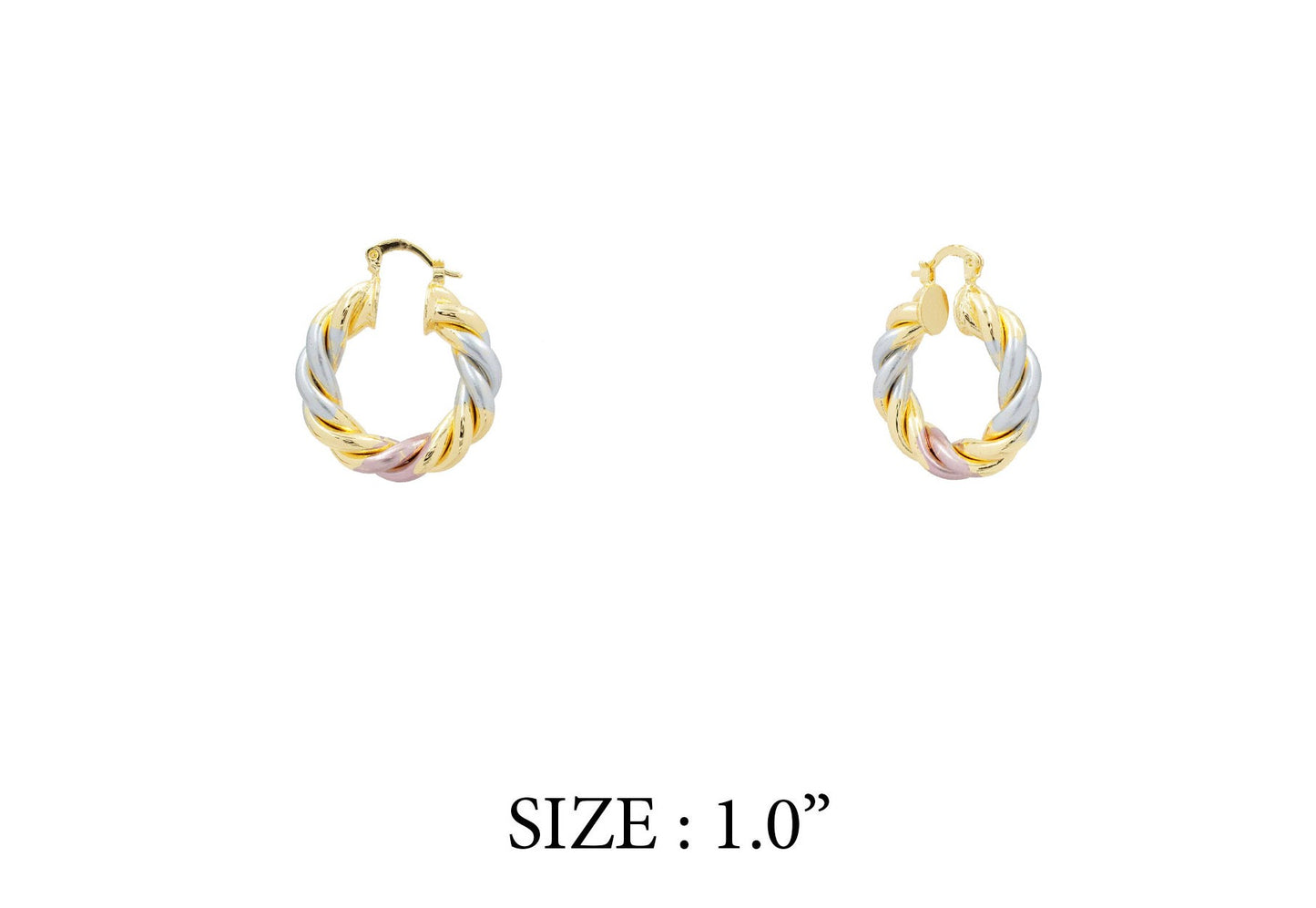 Gold, Silver, and Rose Gold 1" Twisted Rope Earring