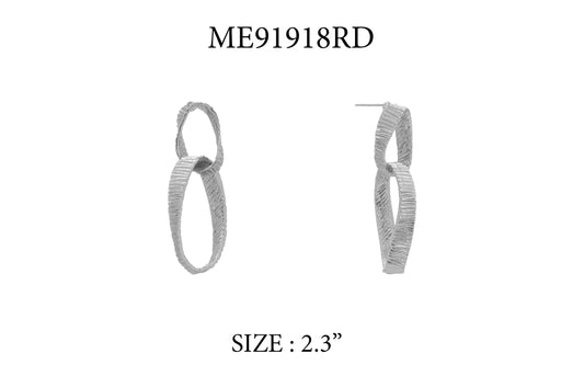 Silver Textured Metal Double Link Earring