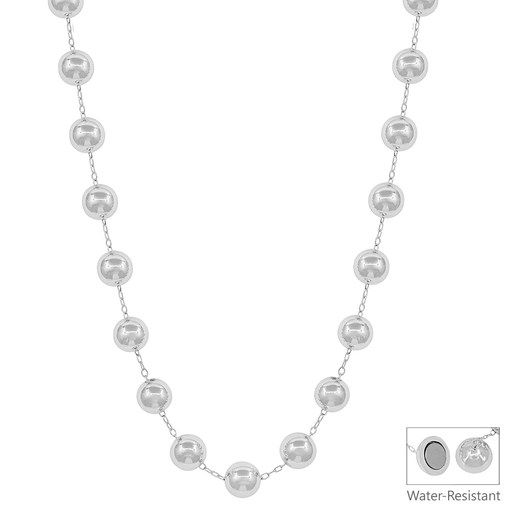 Water Resistant Magnetic clasp 12MM Silver with Silver Chain 18" Necklace