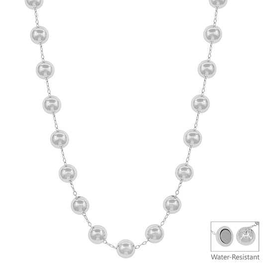 Water Resistant Magnetic clasp 12MM Silver with Silver Chain 18" Necklace
